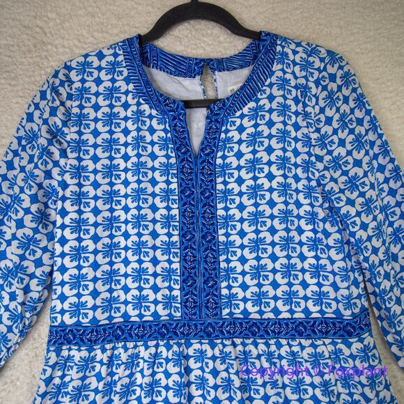 New! Vineyard Vines Hydrangea Geo Tiered‎ Dress blue, size tag marks XL - Picture 2 of 16